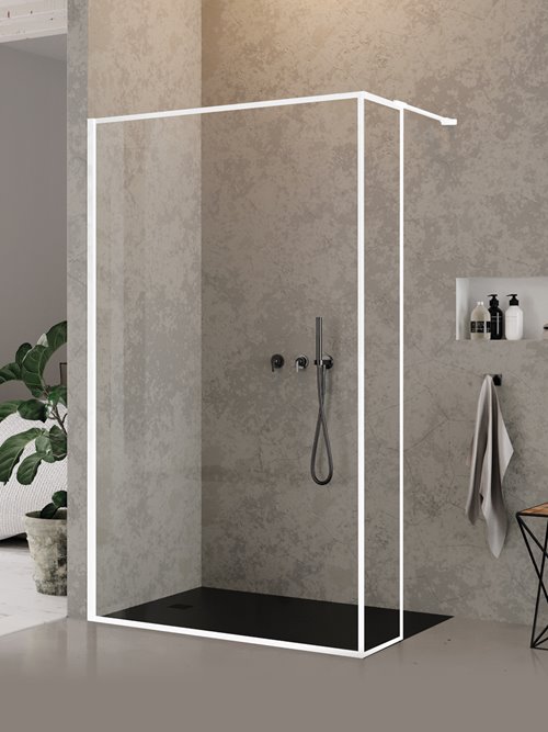 Biała ścianka prysznicowa rozmiar 130 cm + ścianka 30 cm pełna rama EXK-2252/EXK-2254 New Modus White New Trendy