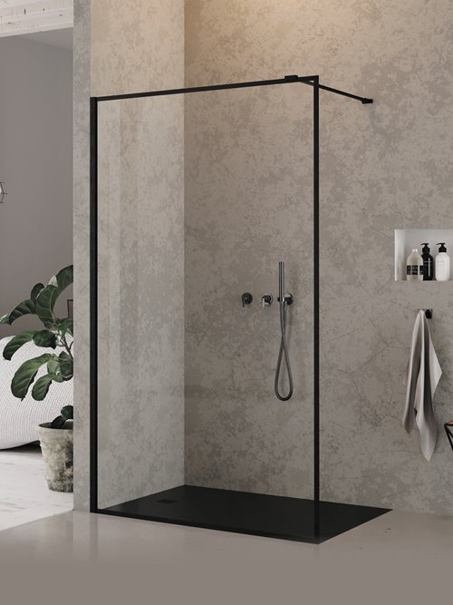 Czarna ścianka prysznicowa rozmiar 70 cm pełna rama EXK-5555 New Modus Black