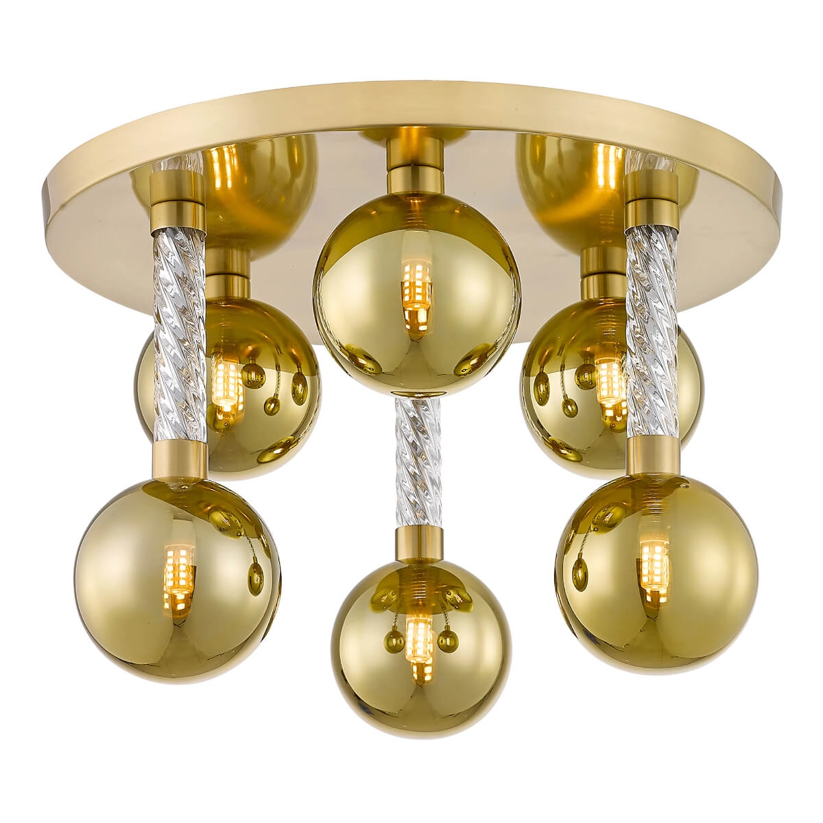 Molekułowa lampa sufitowa Mida C0583-06D-2GHF Zumaline kule szklane mosiądz