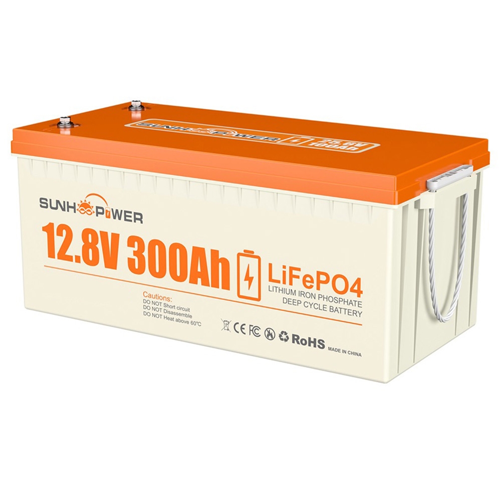 SUNHOOPOWER Bateria LiFePO4 SUNHOOPOWER 12V 300Ah, 3840Wh energii, wbudowany BMS 200A, maks. moc obci膮偶enia 2560W