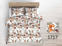 Darymex Pościel z kory 160x200 biała wzór roślinny pomarańczowy 1717N Koralove