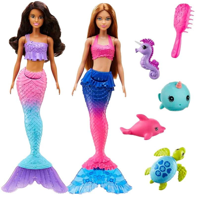 BARBIE Dreamtopia 2 Lalki Syrenka +Akcesoria HBW89