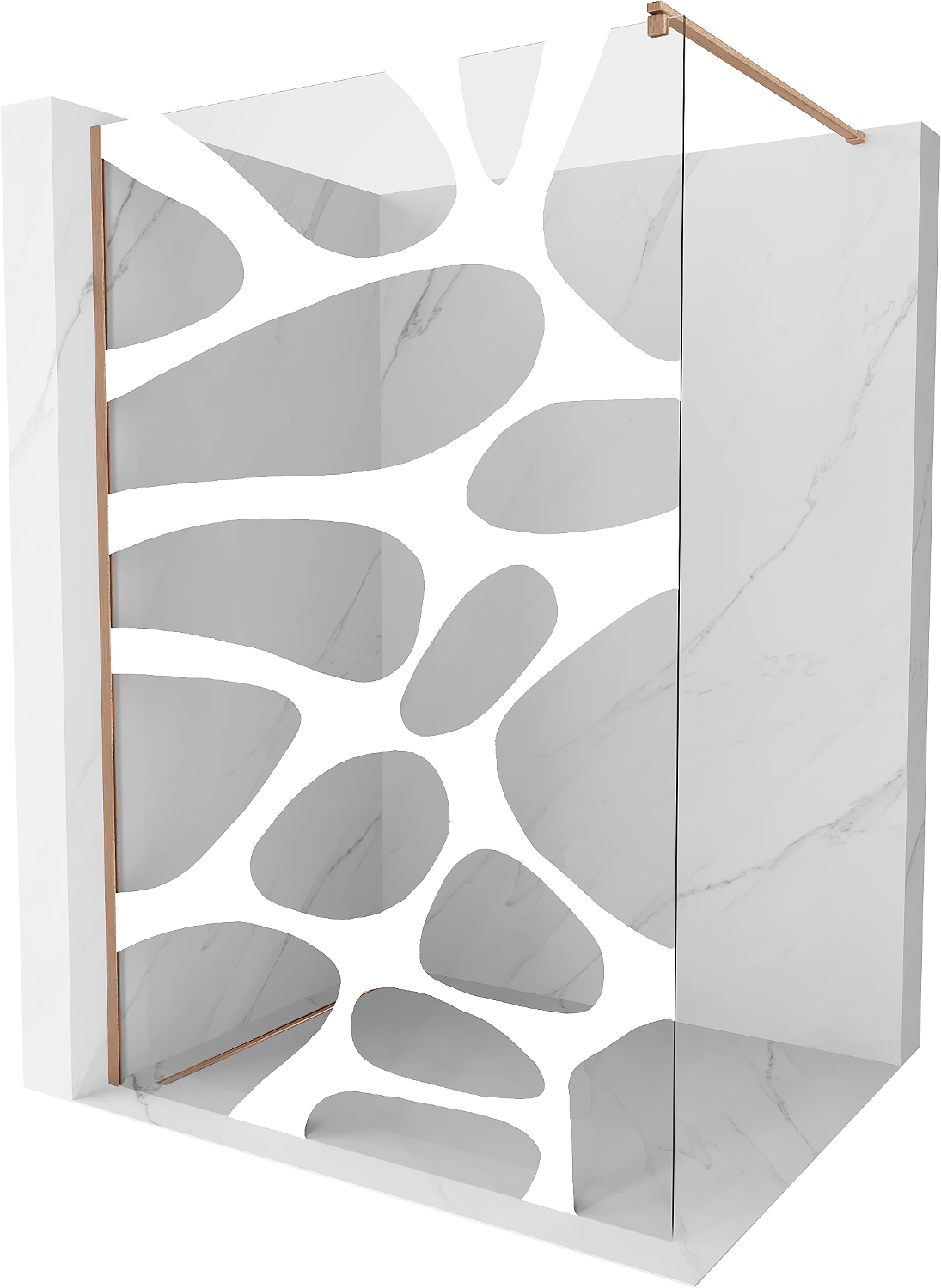 Mexen Kioto ścianka prysznicowa Walk-in 120 x 200 cm, biały wzór 8 mm, miedź szczotkowana - 800-120-101-65-97