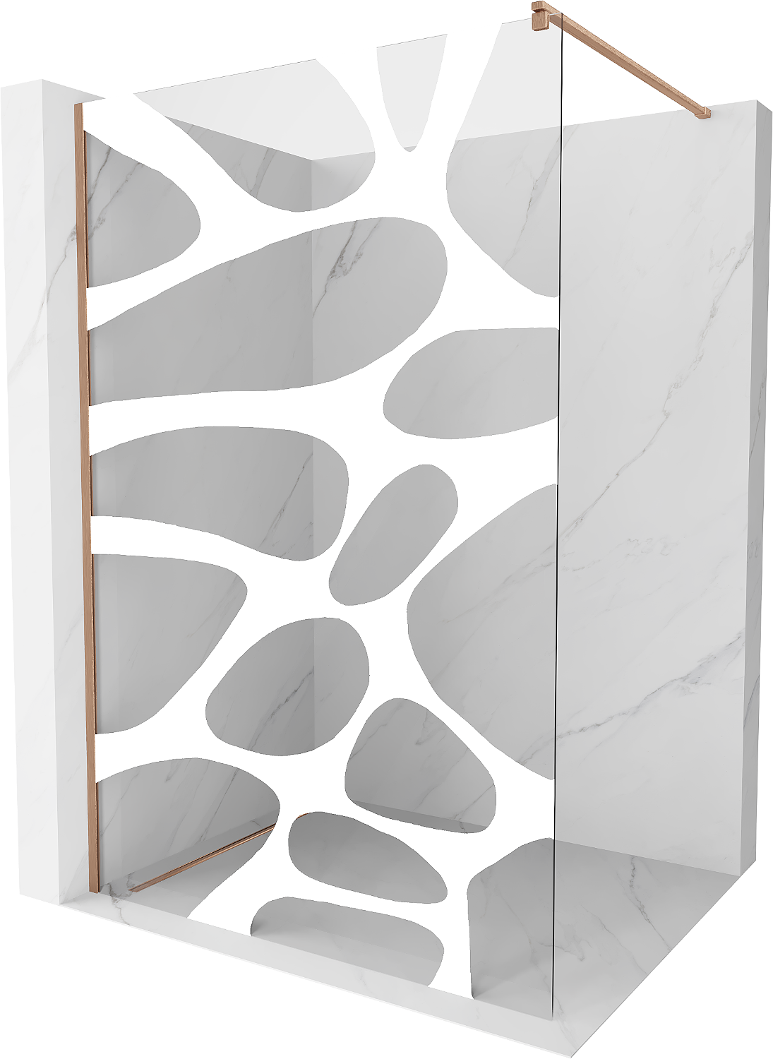 Mexen Kioto ścianka prysznicowa Walk-in 130 x 200 cm, biały wzór 8 mm, miedź szczotkowana - 800-130-101-65-97