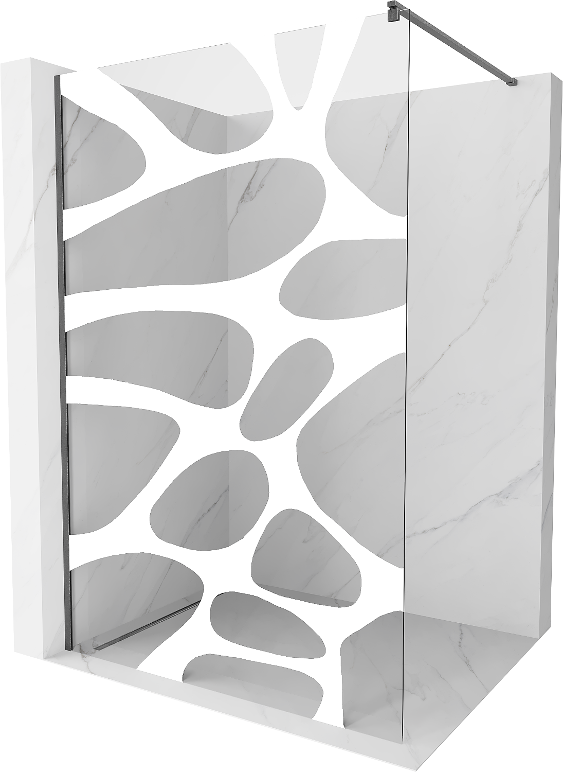 Mexen Kioto ścianka prysznicowa Walk-in 130 x 200 cm, biały wzór 8 mm, gun gray szczotkowany - 800-130-101-66-97