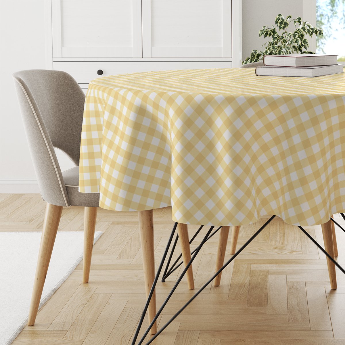 Obrus okrągły EASTER wzór EA01 | słoneczna kratka średnica 110 cm