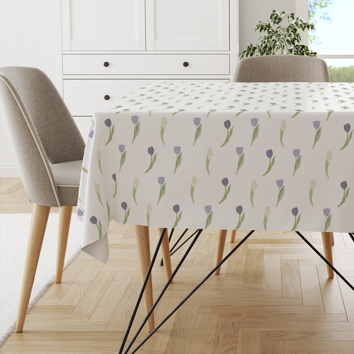 Obrus EASTER wzór EA14 | fioletowe tulipany 150 x 280 cm