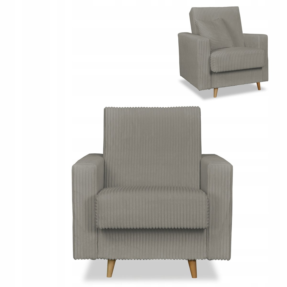 Fotel z pojemnikiem Rene szary jasny Family Meble