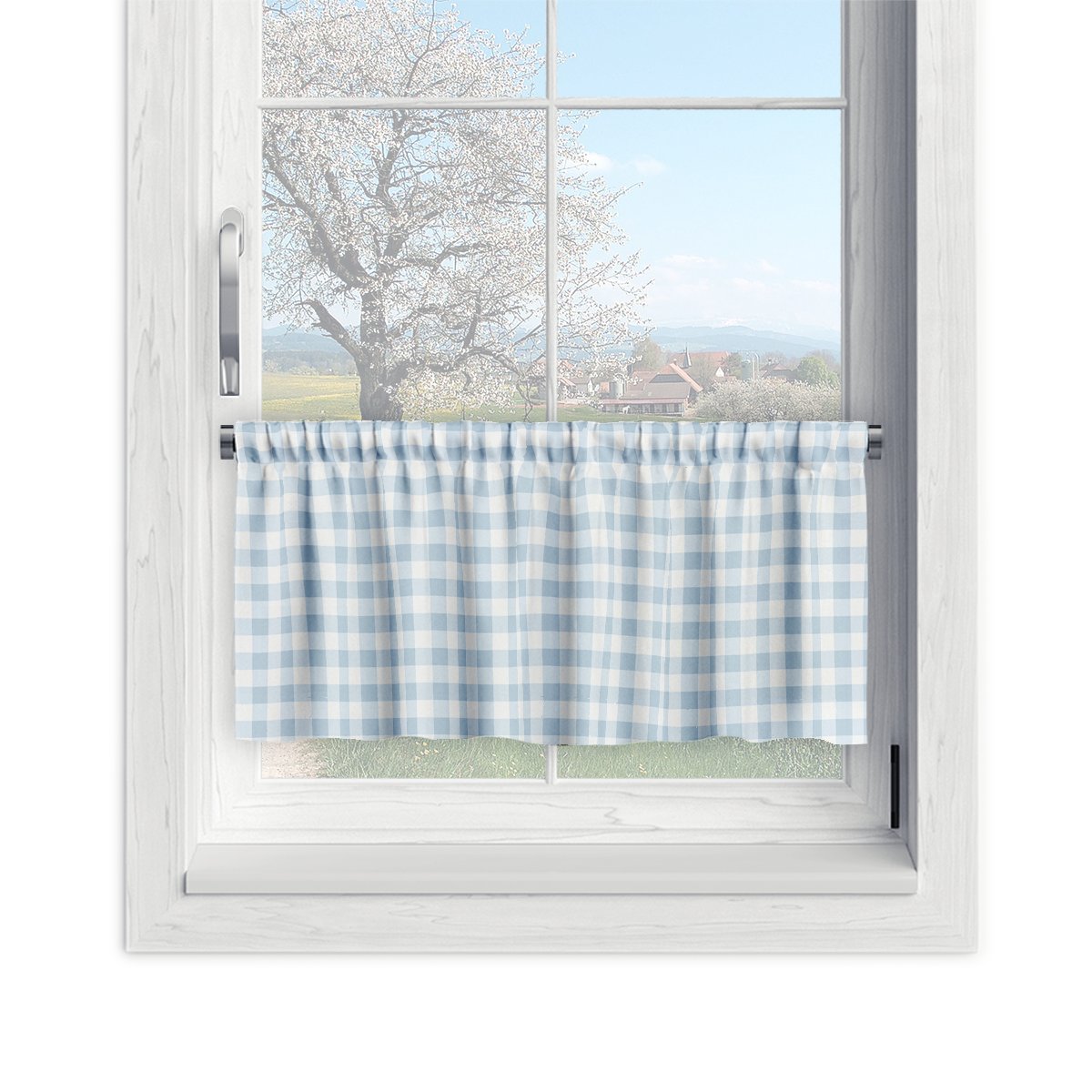 Zazdrostka EASTER wzór EA03 | błękitna kratka 45 x 210 cm