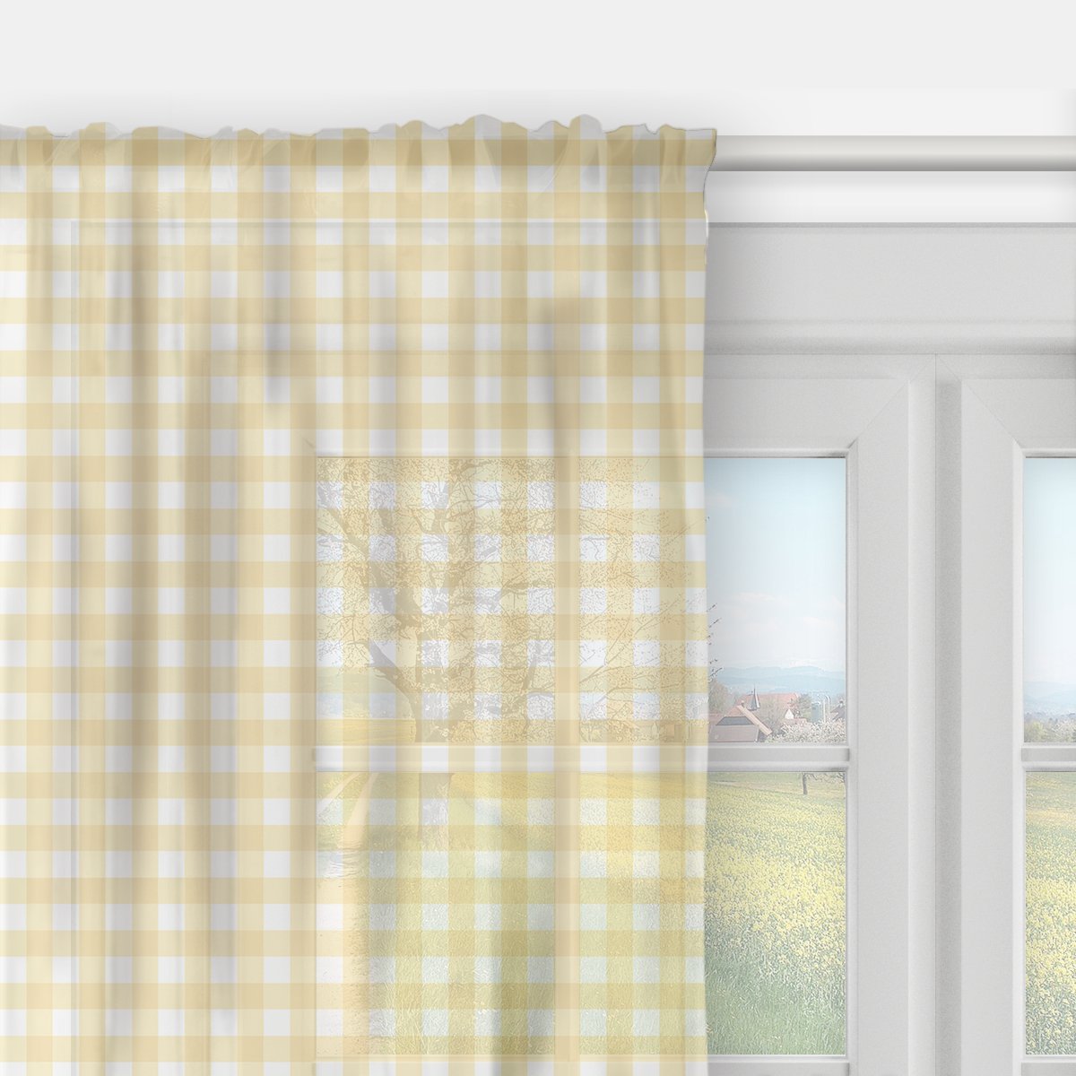 Firana EASTER wzór EA01 | słoneczna kratka 140 x 280 cm