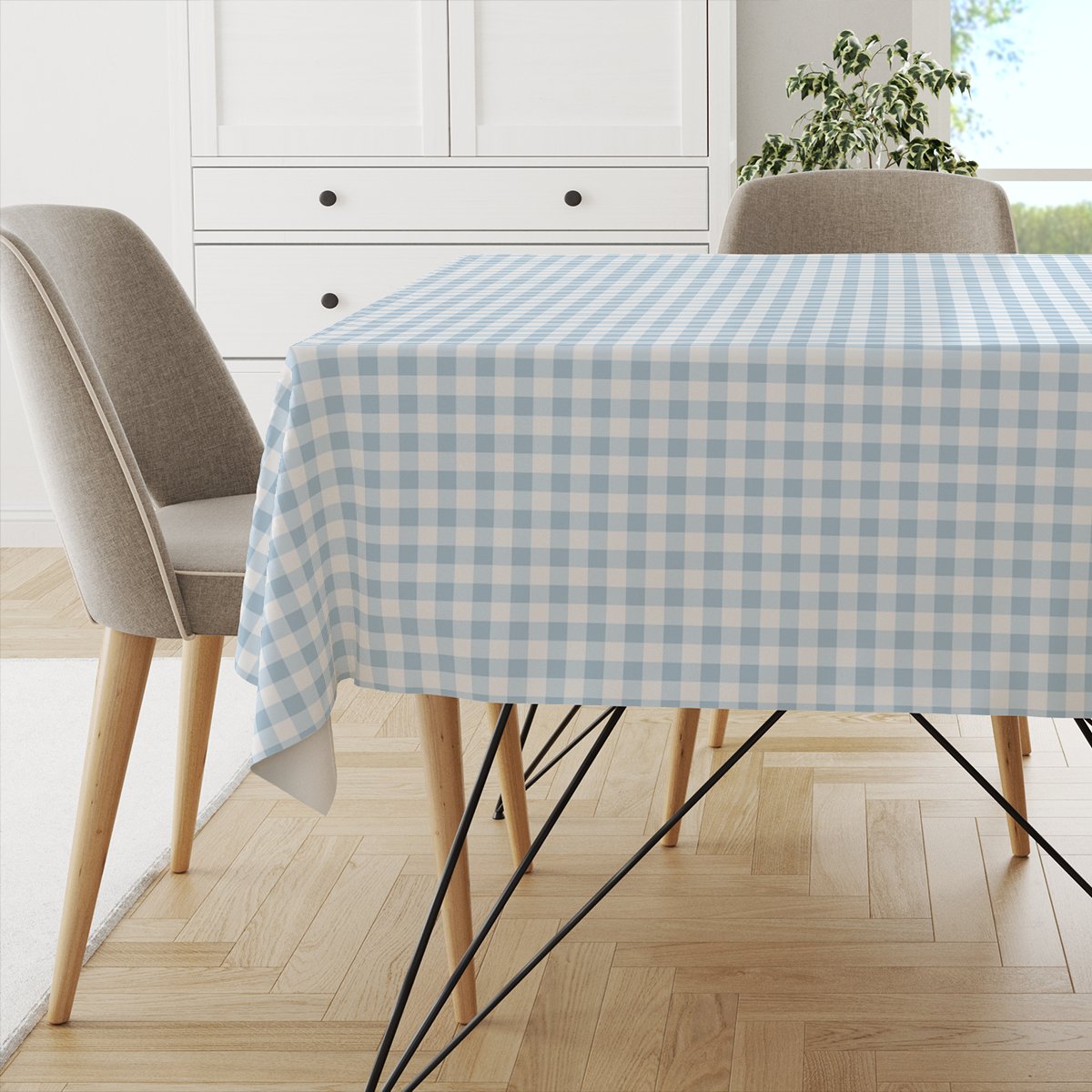Obrus EASTER wzór EA03 | błękitna kratka 150 x 280 cm
