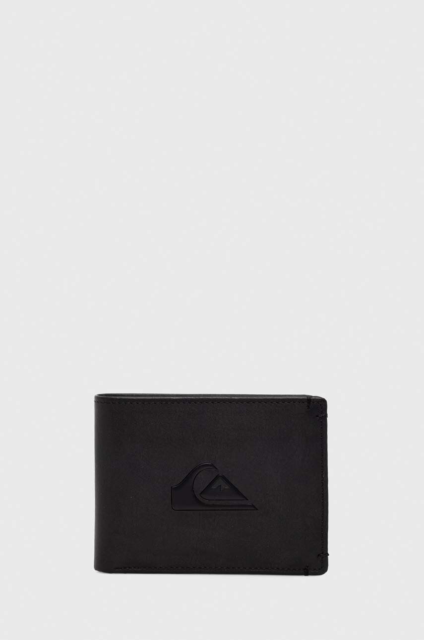 Quiksilver portfel skórzany męski kolor czarny