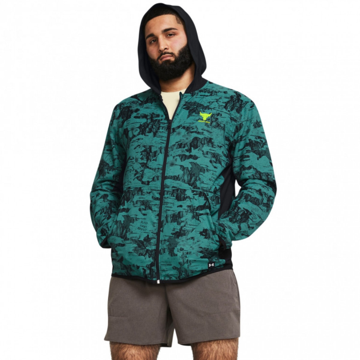 Męska kurtka treningowa Under Armour Project Rock Iso Tide Hybrid Jkt - zielona - UNDER ARMOUR