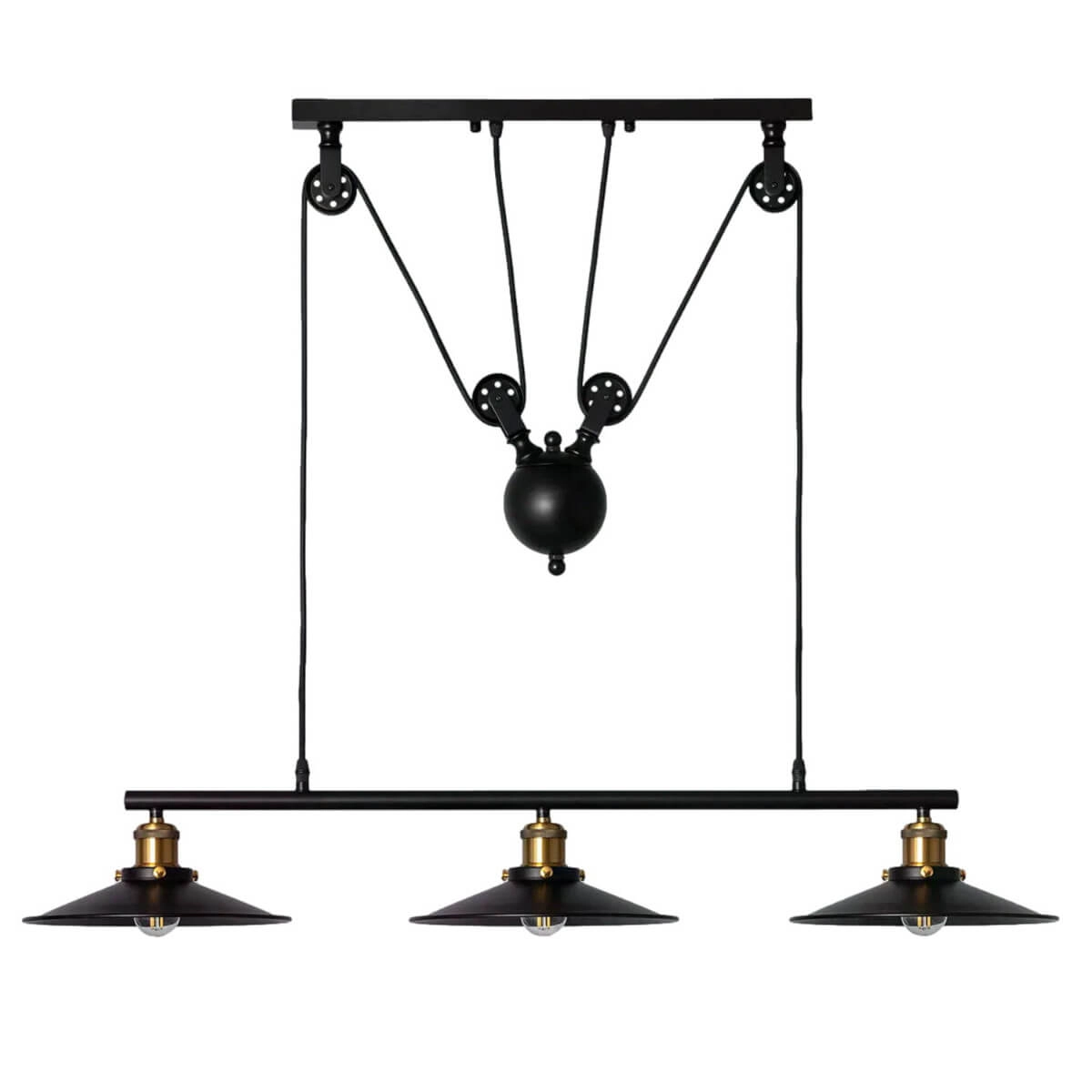 Potrójna lampa wisząca Monte ABR-LWR-3XE27 Abruzzo industrialna czarny złoty