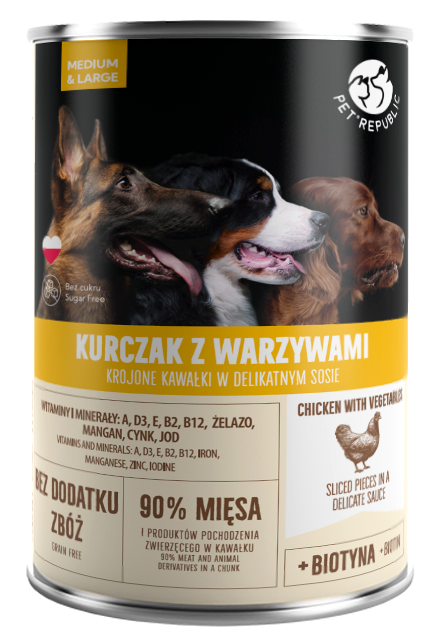 PetRepublic kawałki w sosie z kurczakiem i warzywami 800g