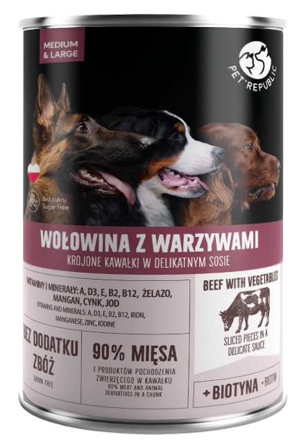 PetRepublic kawałki w sosie z wołowiną i warzywami 800g