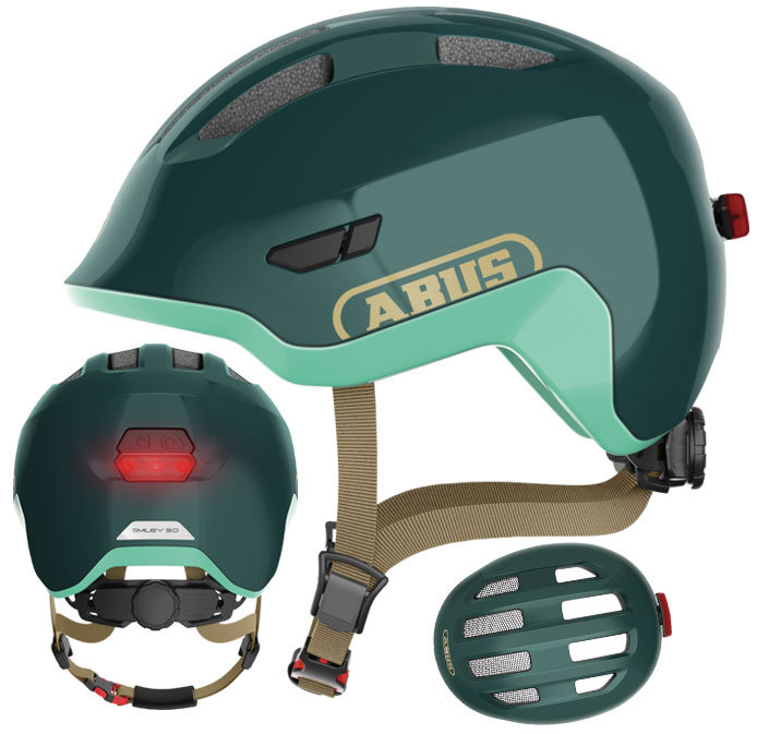 Kask rowerowy dziecięcy ABUS SMILEY 3.0 ACE LED royal green M (50-55cm)