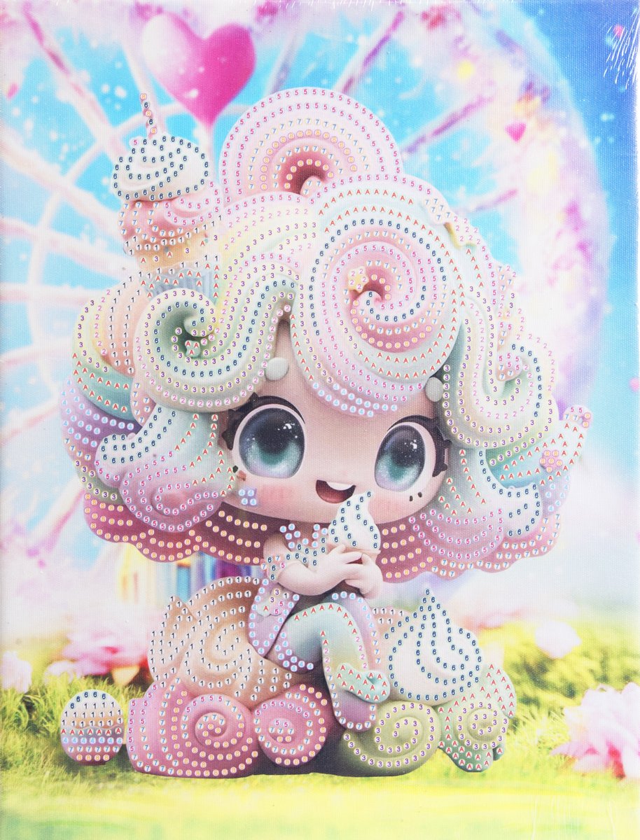 diamentowa mozaika na ramie słodka dziewczynka z sercem