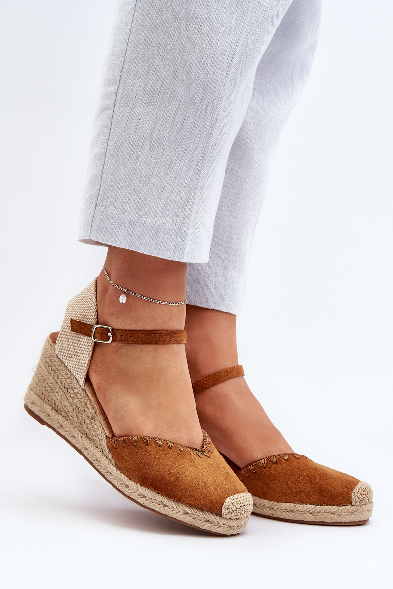 Sandały Espadryle Na Kotunie Z Plecionką Zamszowe Camel Raylin H8-768 - Zazoo