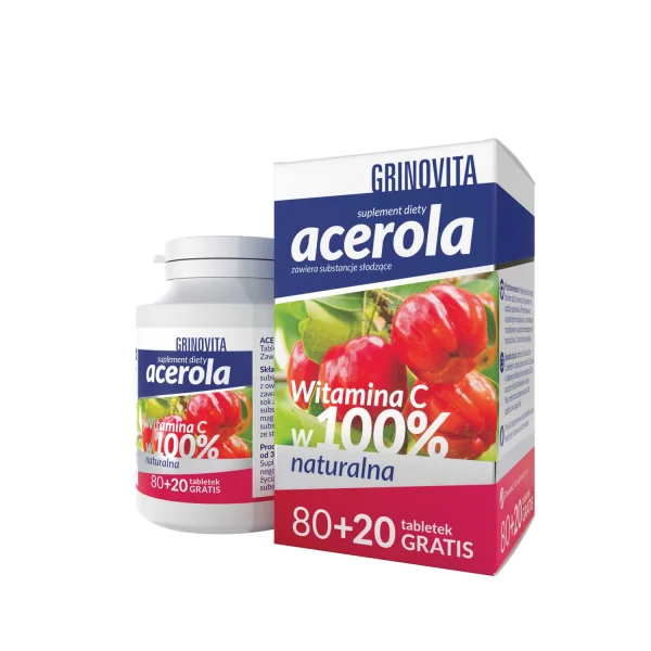 Grinovita Acerola Witamina C, 100 tabletek do ssania
