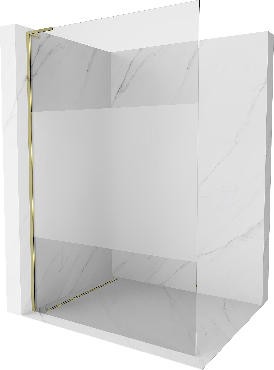 Mexen Kioto L ścianka prysznicowa Walk-in 100 x 200 cm, transparent/szron, złota - 800-100-103-50-35