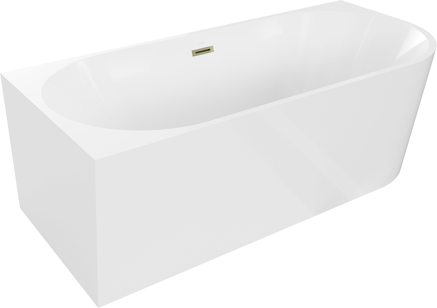 Mexen Mia wanna wolnostojąca narożna lewa 150 x 75 cm, biała, przelew złoty - 52691507500L-50