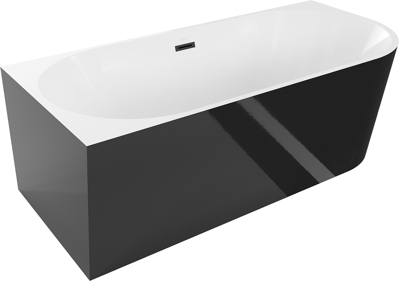 Mexen Mia wanna wolnostojąca narożna lewa 150 x 75 cm, biała/czarna, przelew czarny - 52691507575L-70