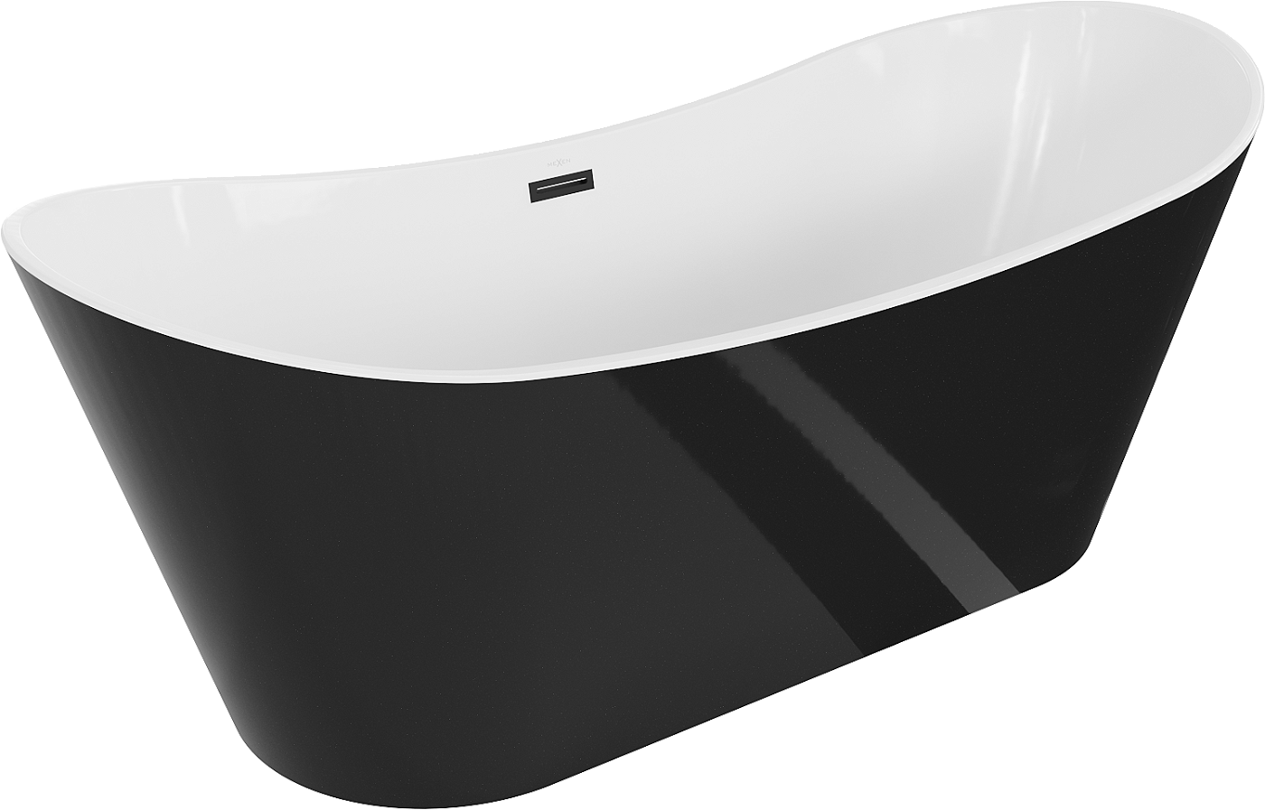 Mexen Montana wanna wolnostojąca 180 x 80 cm, biała/czarna, przelew czarny - 52011808075-70
