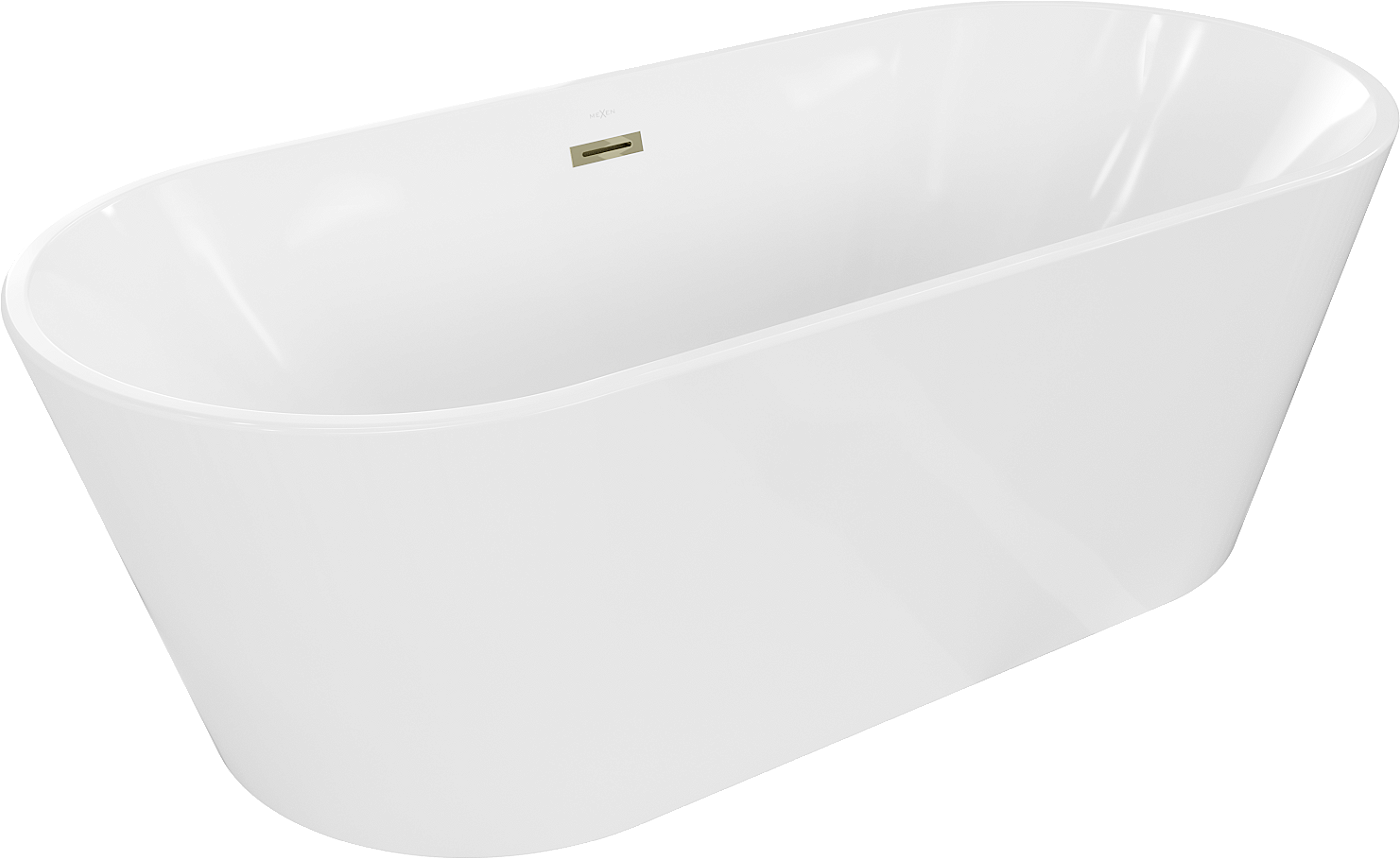 Mexen Luna wanna wolnostojąca 180 x 80 cm, biała, przelew złoty - 52031808000-50