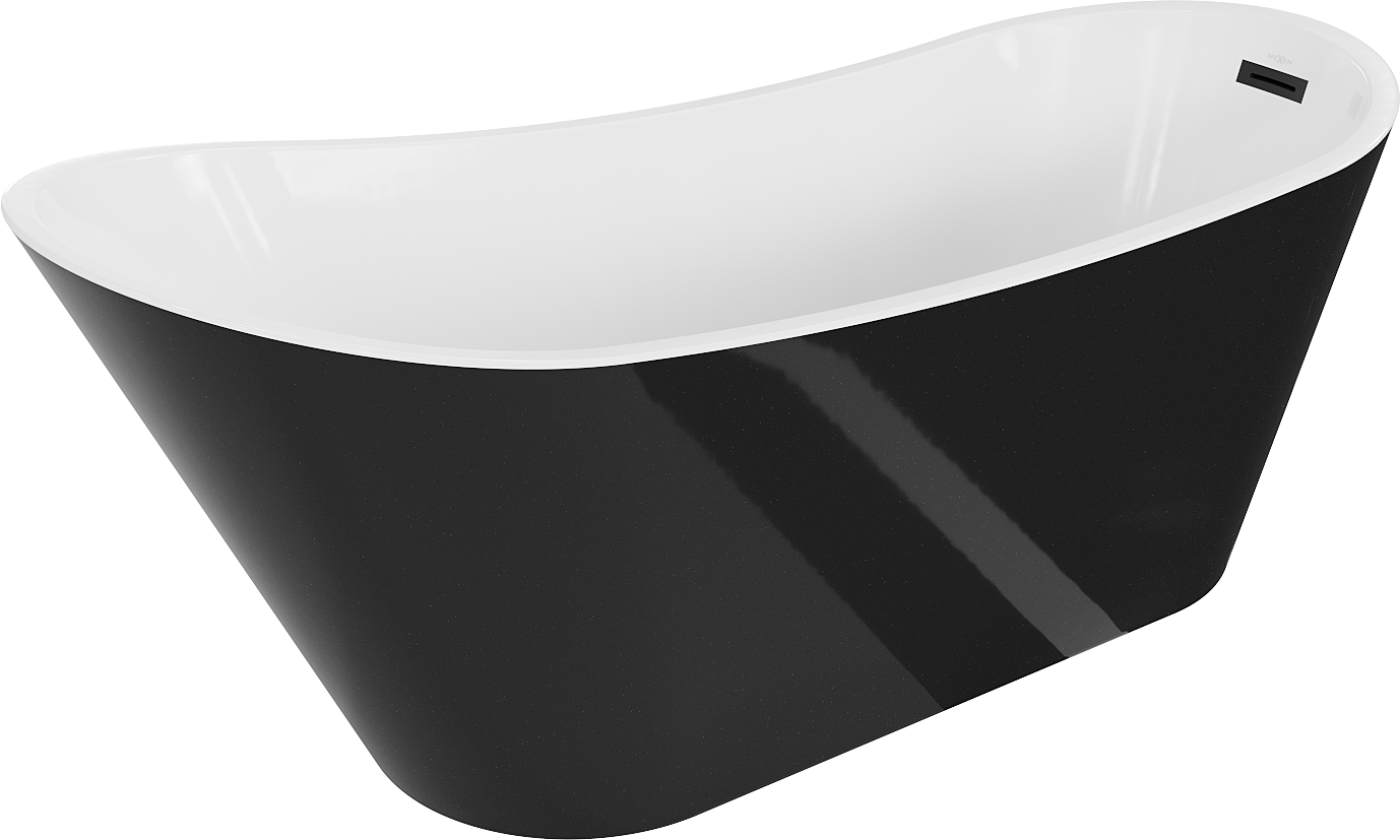 Mexen Alta wanna wolnostojąca 170 x 75 cm, biała/czarna, przelew czarny - 52141707575-70
