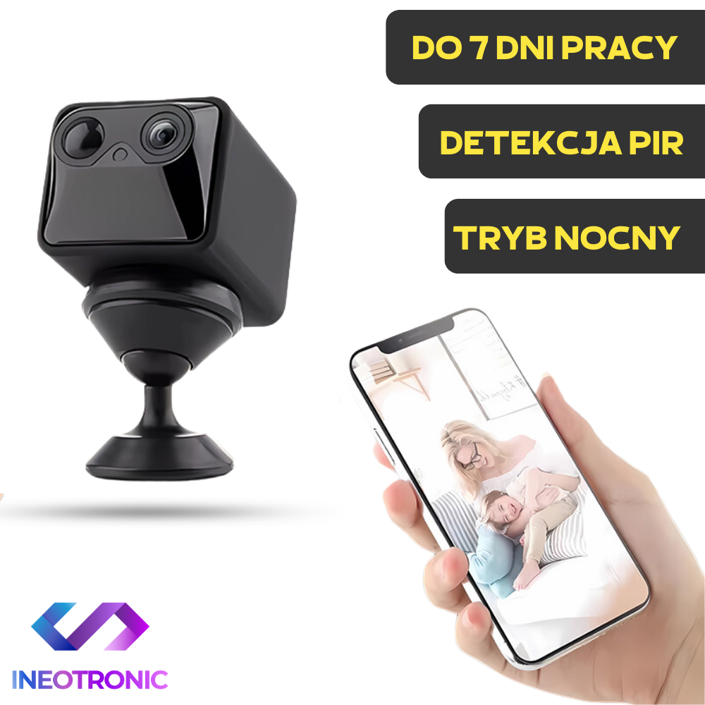 Kamera A2 WI-FI Detekcja PIR oraz Tryb Nocny (Podgląd Online)