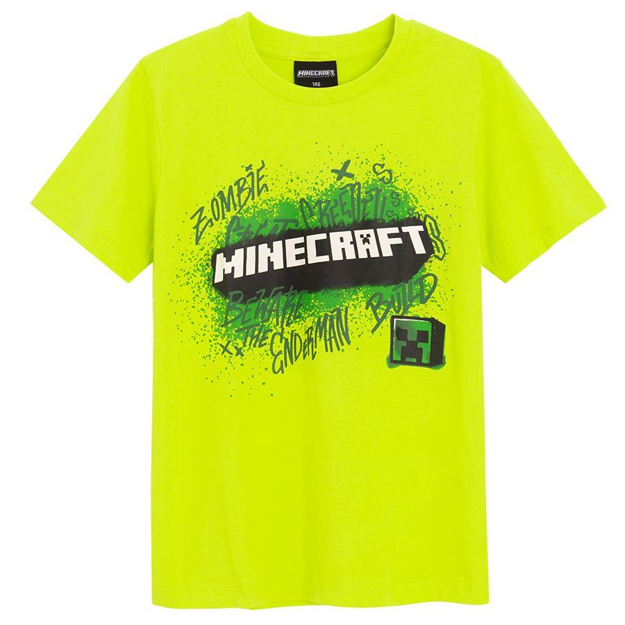 Cool Club, T-shirt chłopięcy, limonkowy, Minecraft