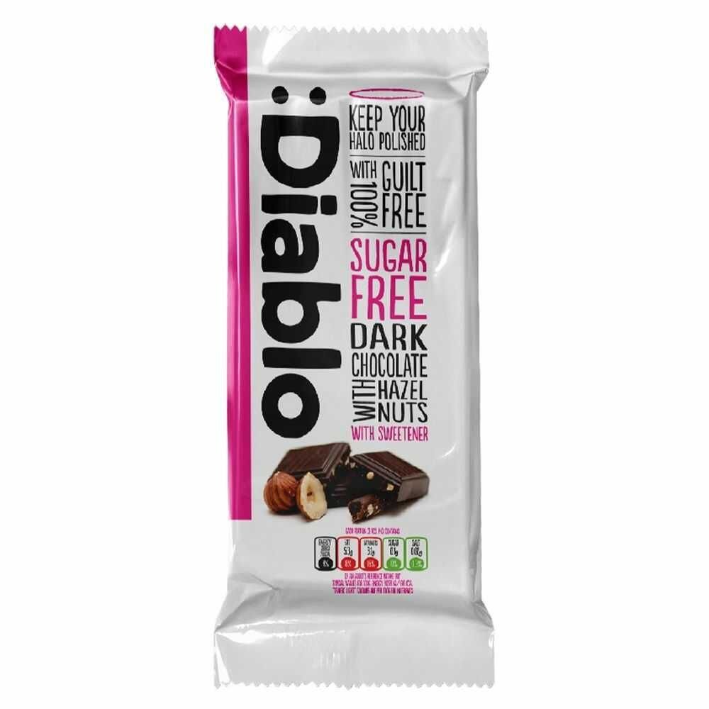 Czekolada Mleczna z Orzechami Laskowymi Bez Dodatku Cukru 75 g - Diab-lo DIABetic-LOw