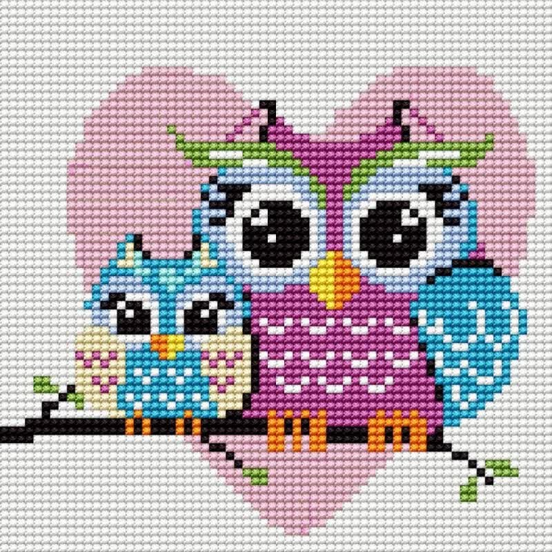 Zestaw do haftu dla dzieci sowy (5954) 15x15cm