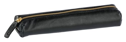 Clairefontaine 116056C - Czarny skórzany futerał - 4x2,5x19,5 cm - Wąski piórnik - Mini etui - przechowywanie długopisów - Kolekcja Wiśni White
