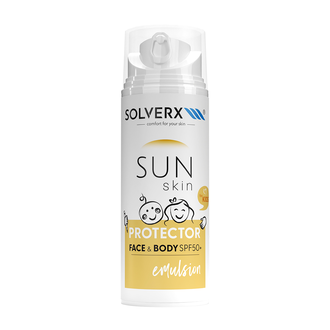 Solverx Sun Skin Protector For Kids Emulsja ochronna do twarzy i ciała SPF50+ 150ml