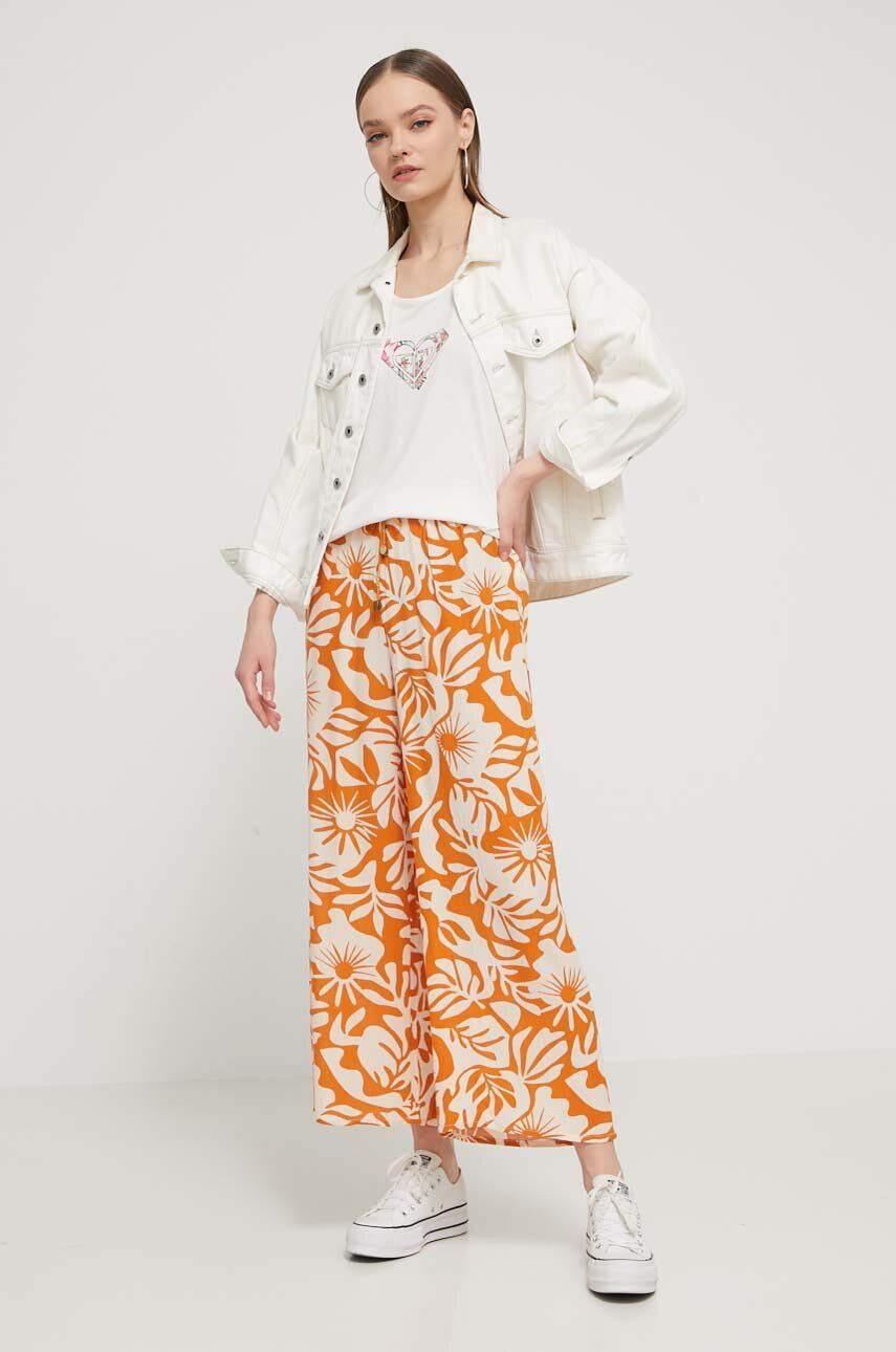 Billabong spodnie damskie kolor pomarańczowy proste high waist