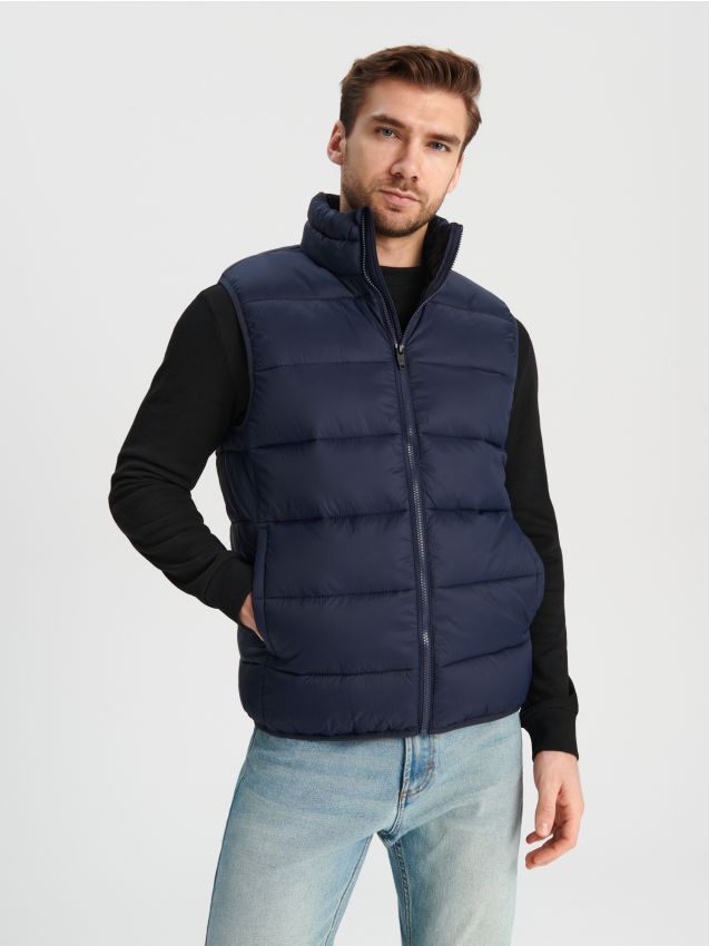 Sinsay - Kamizelka pikowana - granatowy