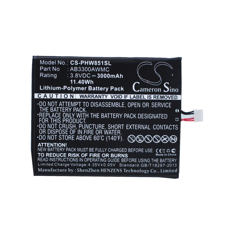 Philips Xenium W8510 / AB3300AWMC 3000mAh 11.40Wh Li-Polymer 3.8V (Cameron Sino)