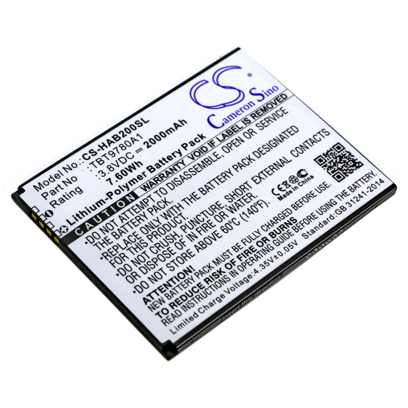 K-Touch Nibiru H1 / TBT9780A1 2000mAh 7.60Wh Li-Polymer 3.8V (Cameron Sino)