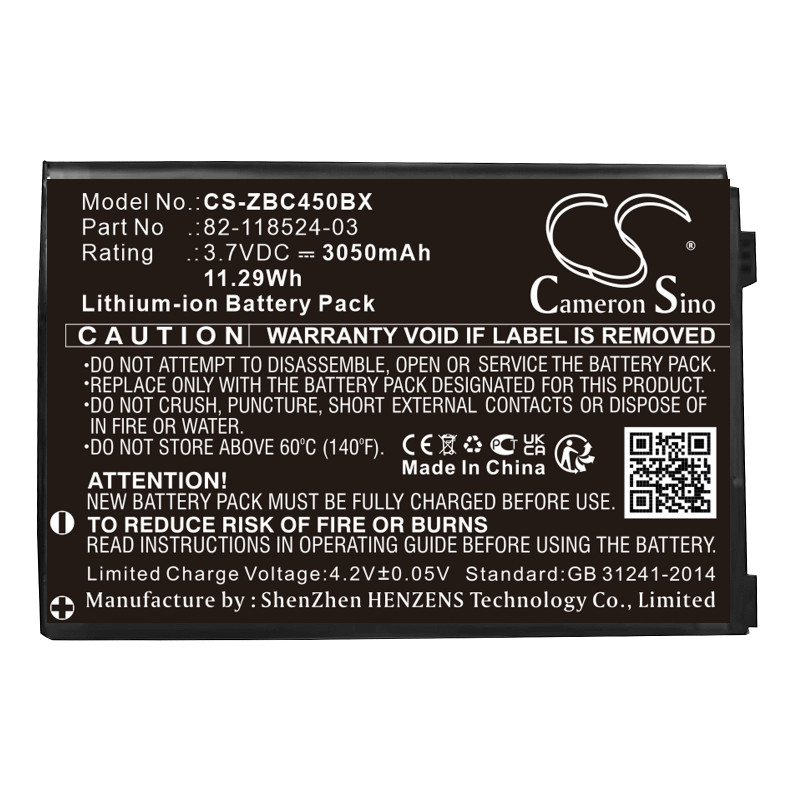 Zebra MC45 / 82-118524-03 3050mAh 11.29Wh Li-Ion 3.7V (Cameron Sino)