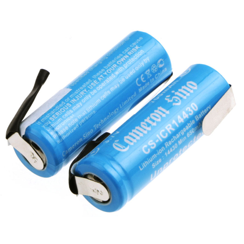 Ogniwa ICR14430 650Ah 2.41Wh Li-Ion 3.7V bez zabezpieczenia z blaszkami po przeciwnych stronach zestaw 2 szt (Cameron Sino)
