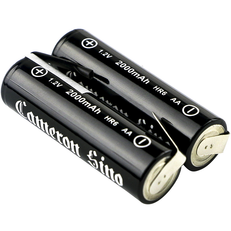 Akumulatorki AA / R6 2000mAh 2.40Wh Ni-MH zestaw 2 szt z blaszkami lutowniczymi po jednej stronie (Cameron Sino)