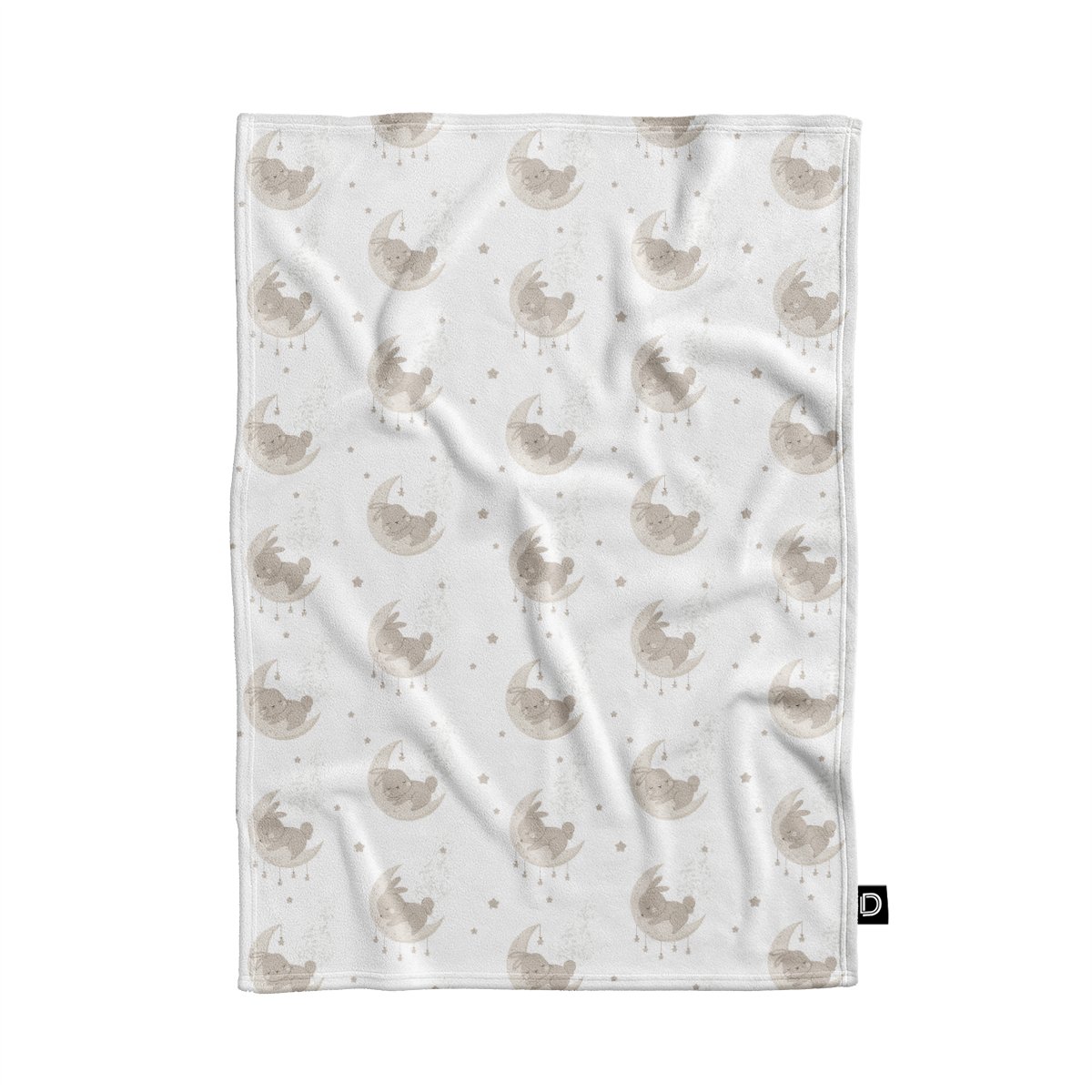 Koc pluszowy dla dzieci BUNNY BLISS wzór D247 | księżycowe zajączki 135 x 100 cm