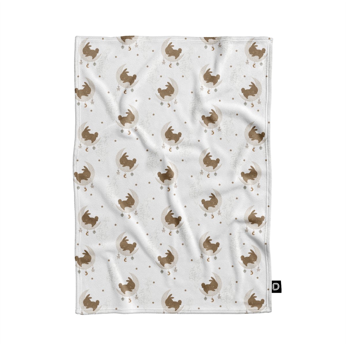 Koc pluszowy dla dzieci BUNNY BLISS wzór D251 | zajączki na księżycu 80 x 60 cm