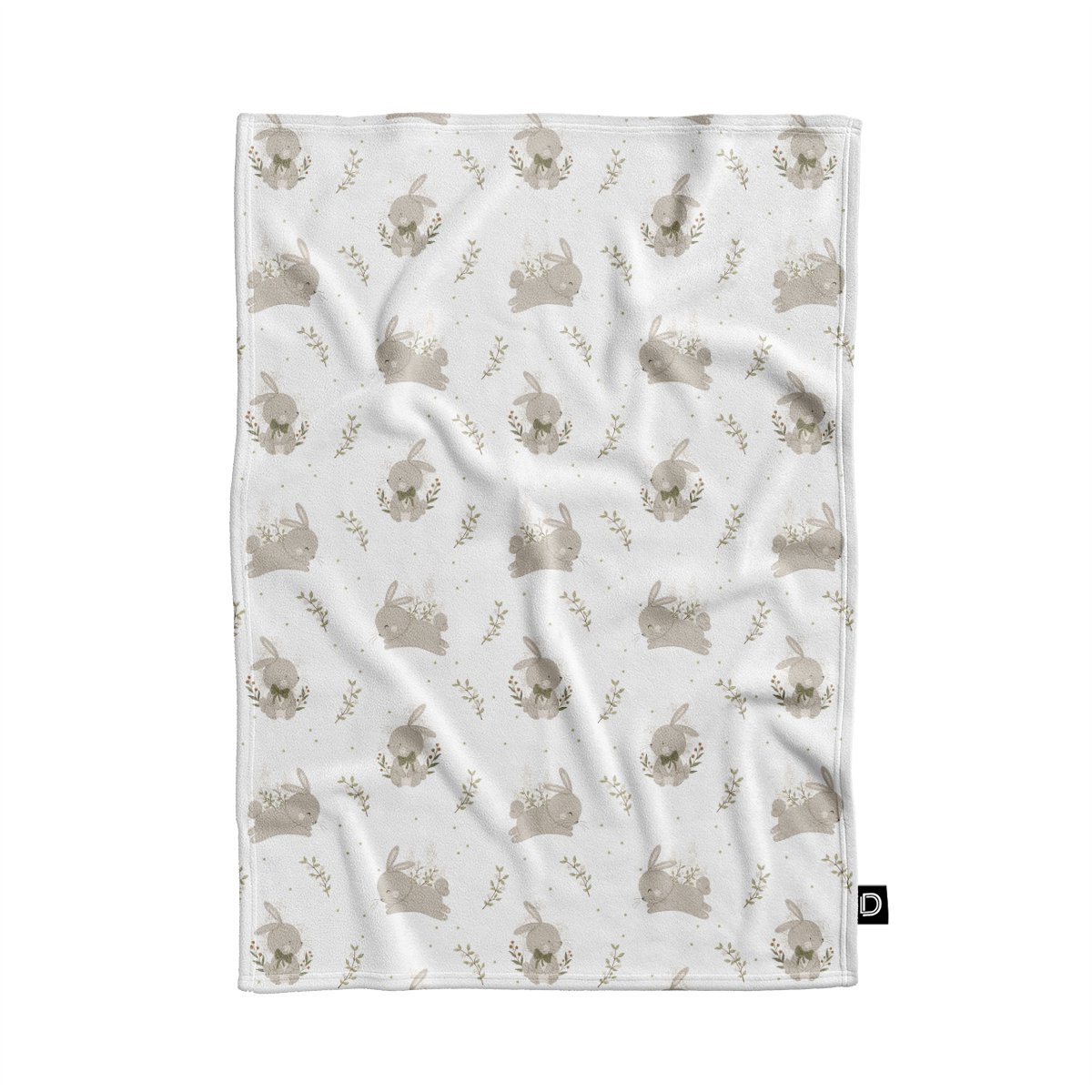 Koc pluszowy dla dzieci BUNNY BLISS wzór D252 | zajączki w gałązkach 150 x 200 cm