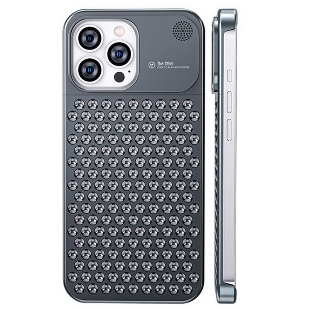Aromatherapy 3D Metal CNC Cooling Case aluminium etui obudowa chłodząca iPhone 15 Pro (Gray)