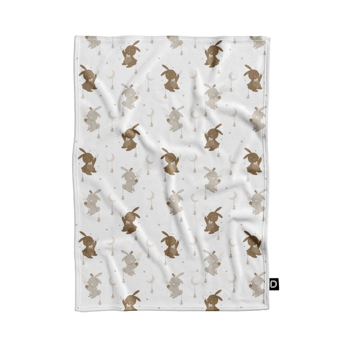 Koc pluszowy dla dzieci BUNNY BLISS wzór D253 | zajączki w gwiazdkach 80 x 60 cm