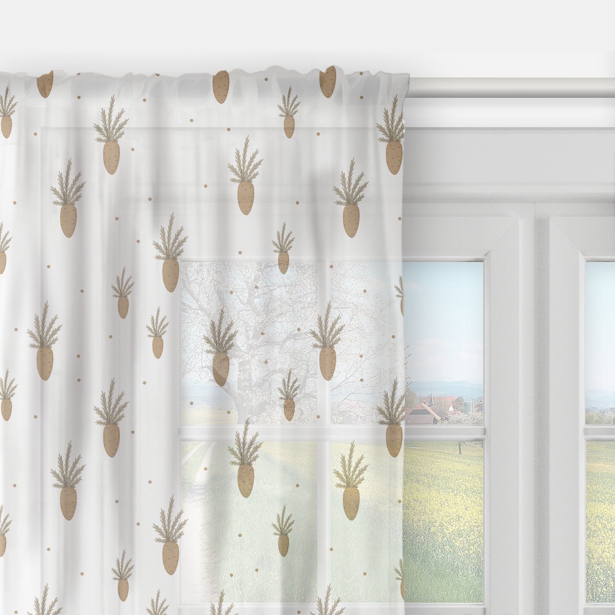 Firana dla dzieci BUNNY BLISS wzór D246 | marchewki 140 x 200 cm