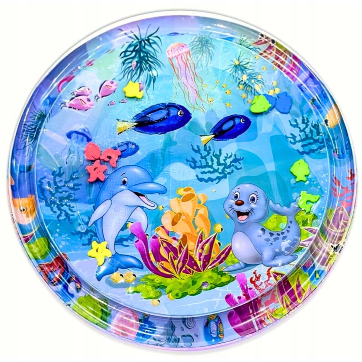 Dmuchana Mata Wodna Sensoryczna Dla Niemowląt Okragla Mata XXL Duza 105cm